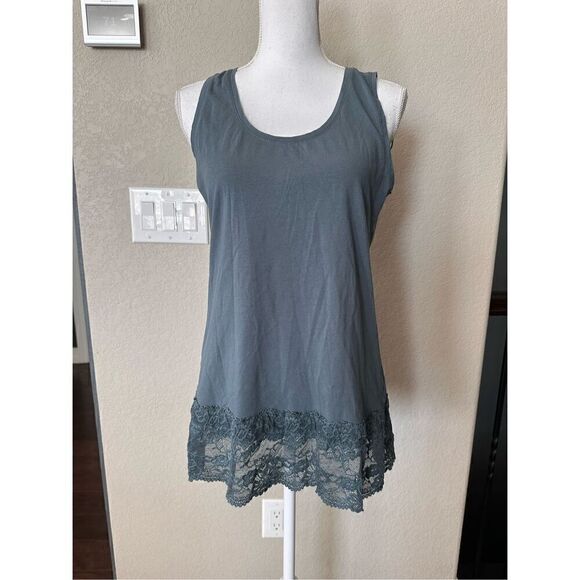 Tom Tailor Lace Bottom Navy Tank Top - Picture 1 of 6